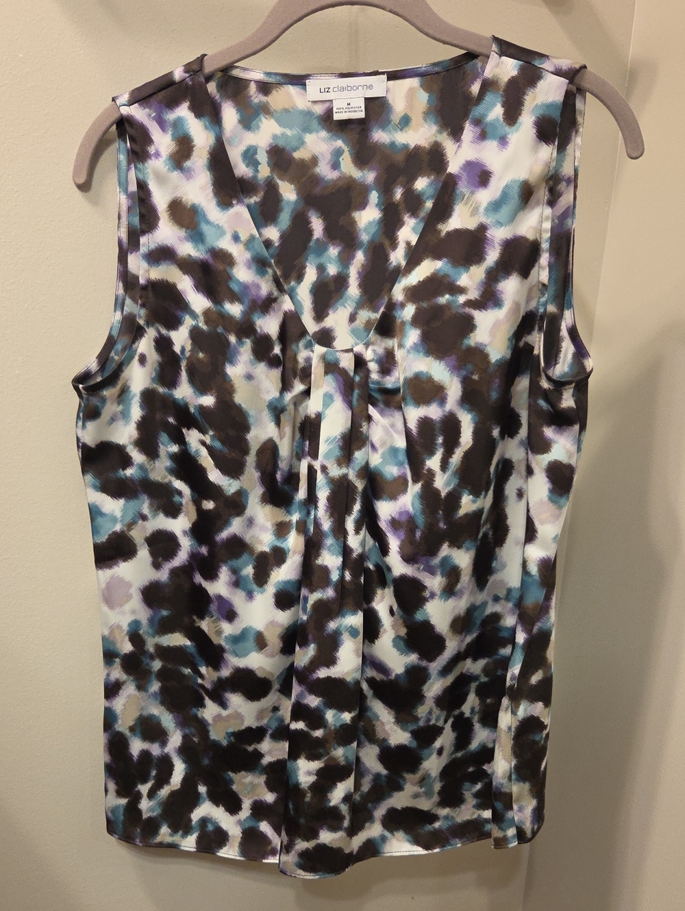 Liz Claiborne Multi-Color Sleeveless V-Neck Pleated Camisole